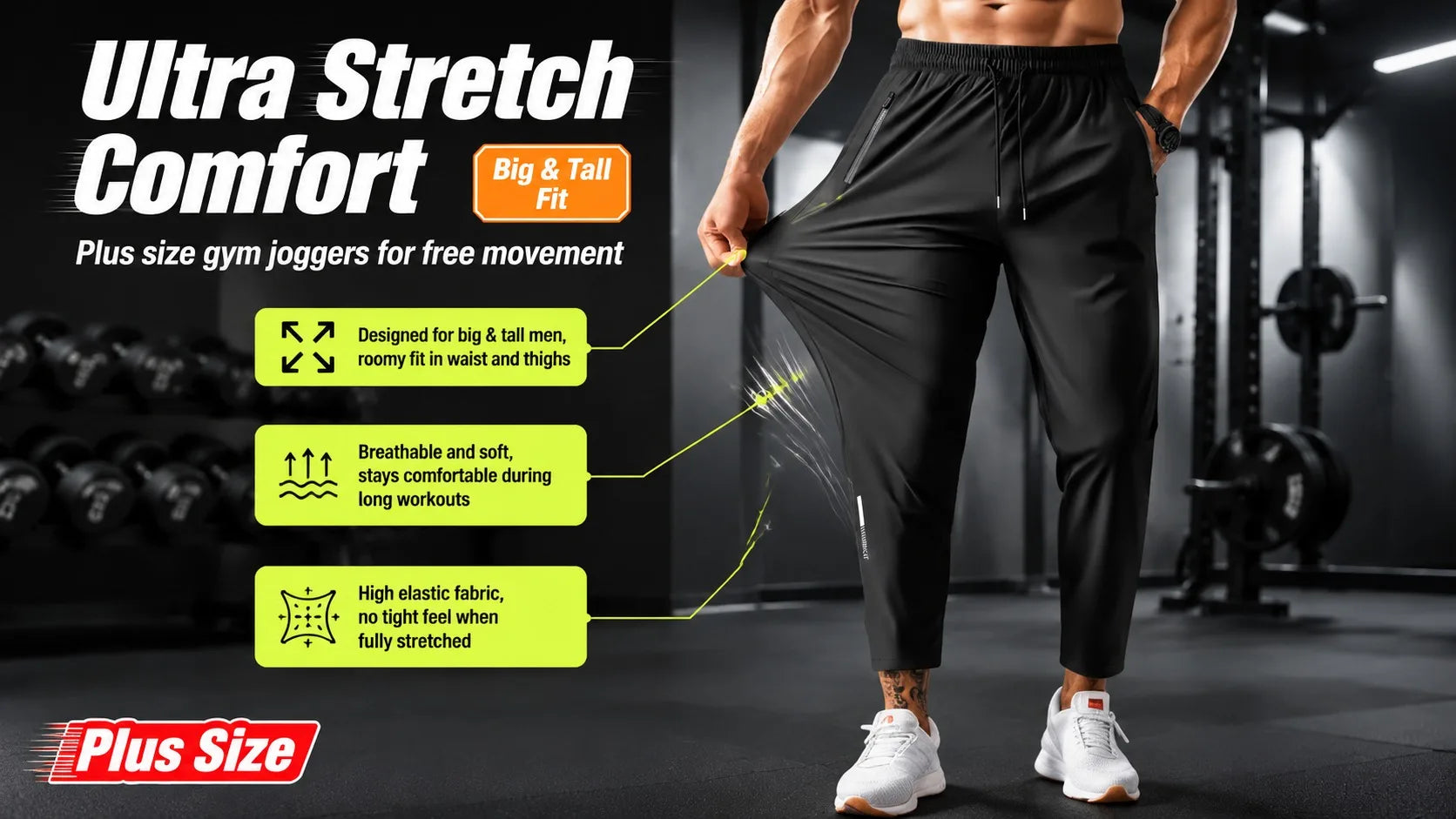 Breathable Plus Size Men's Casual Jogger Pants for Men Tracksuit Trousers Quick Dry Straight Elastic Waist Korean Classic Sport