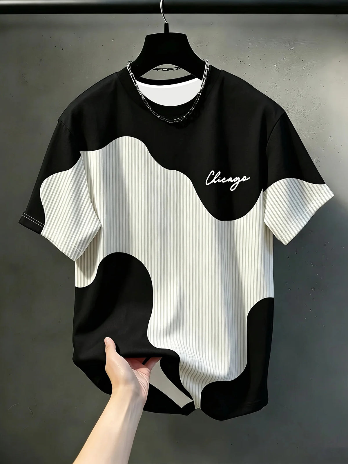 Striped Patchwork Geometric Pattern3D Print Out Sport Quick-Dry Breathable Men T-Shirt Outdoor Fashion Y2K Parent-child Clothing