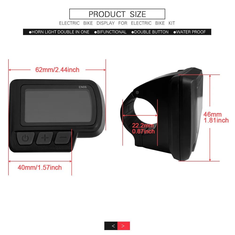 250W-750W Brushless For Electric Bike Controller LCD Panel Scooter EN06 S830 S866 JN Controller 15A 25A WP Plug Square Wave GD06