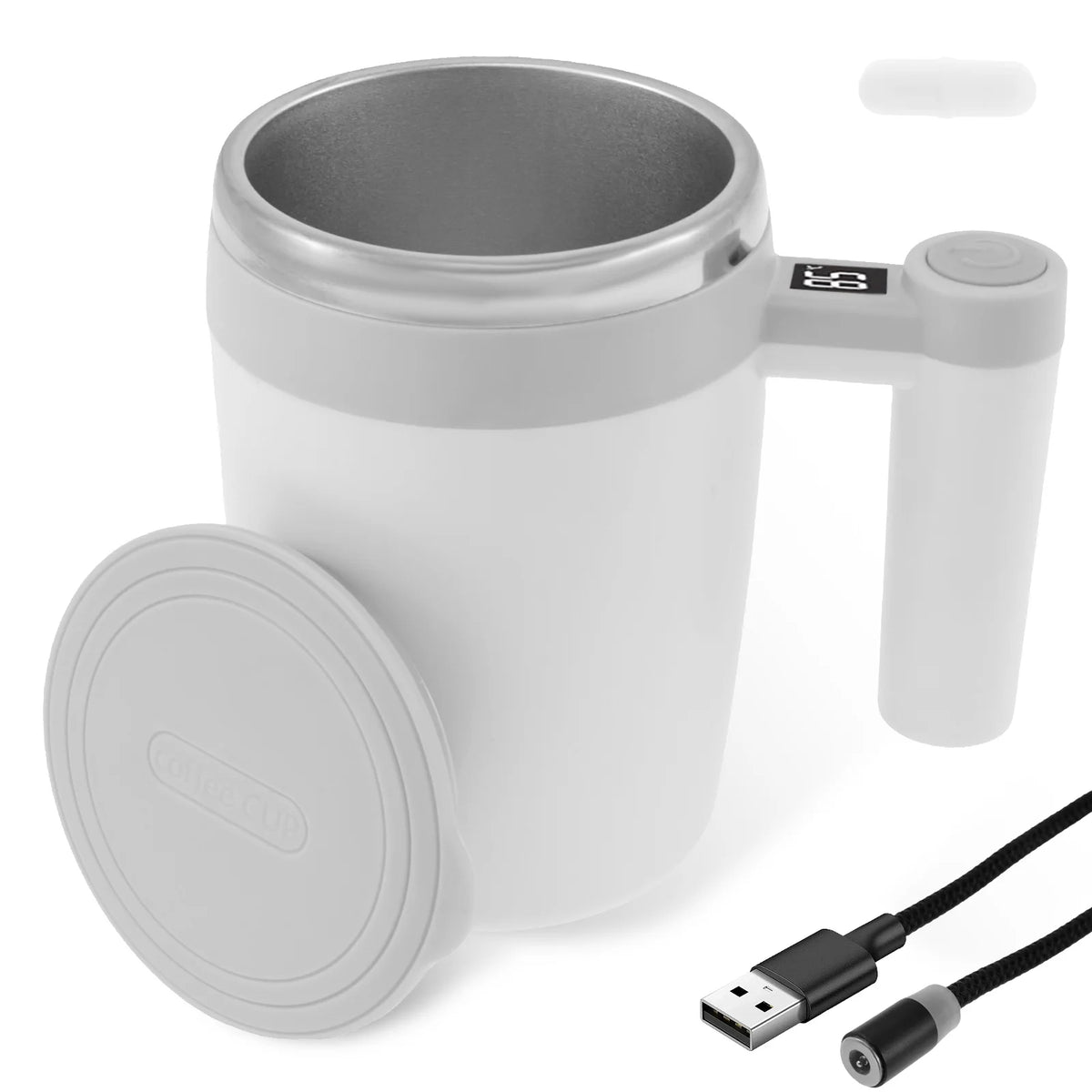 Upgrade Self Stirring Mug, Rechargeable Automatic Magnetic Stirrer Coffee Cup 400ml Stainless Steel Self Stirring Coffee Cup
