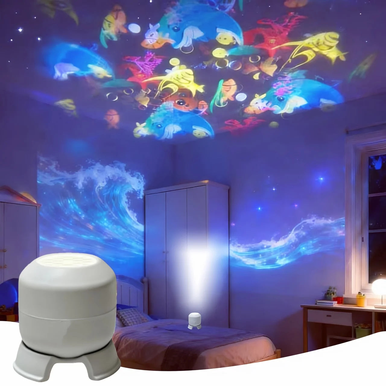 LED Starry Ocean Projector Light, 360° Rotating Dynamic Projection Night Light, USB Plug-in Ambient Lamp, Decorative Lighting
