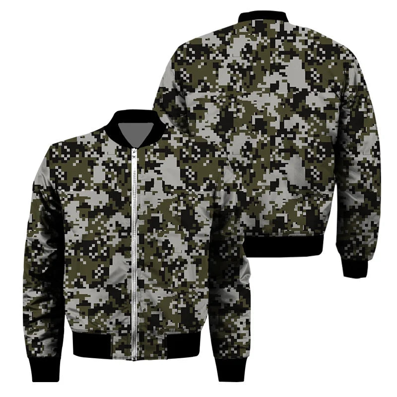 Classic 3d Print Camouflage Zipper Jacket For Men Outdoor Sports Camo Jackets Cool Street Spring Autumn Long Sleeves Coat Tops