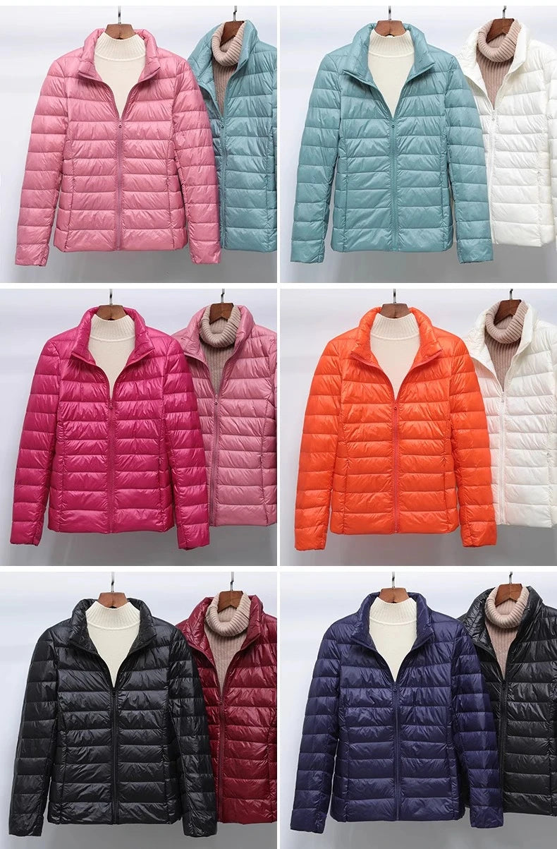 Light Down Coat Women Spring Jacket Fashion Short Ultra Lightweight Packable Puffer Coats Female Down Warm Slim Fit Parkas
