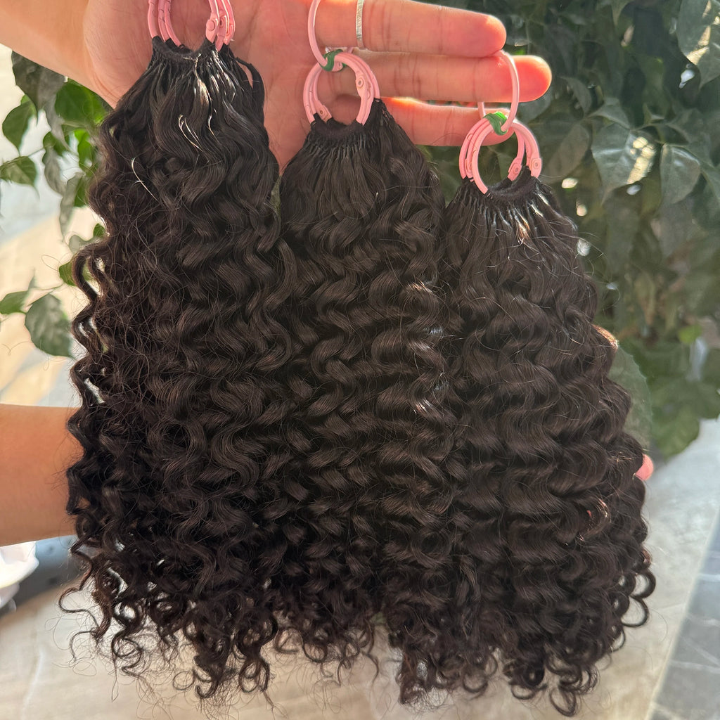 Pre-Separated Feather Crochet Human Hair Bundles Jerry Kinky Curly Deep Wave Hair Miracle Knots Braiding hair for Women