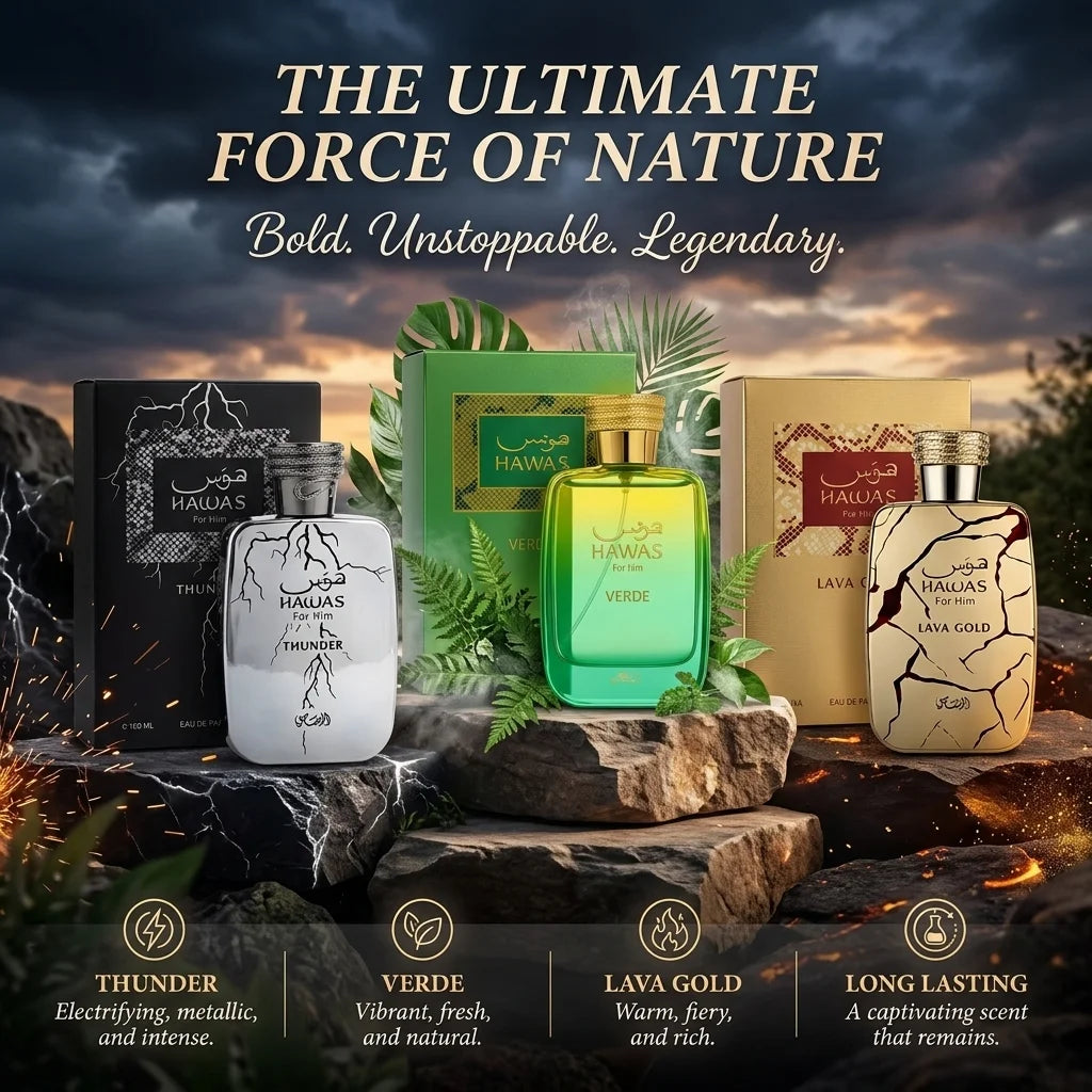 Rasasi Hawas Perfume Spray Ice Verde Thunder Lava Gold Eclat Kobra Long Lasting Eau de Parfum Scent For Men Women