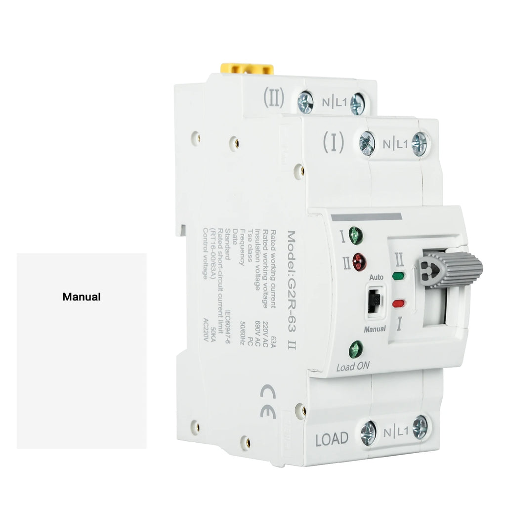 DEWIN G2R Din Rail 2P 63A ATS Dual Power Automatic Transfer Switch Electrical Selector Switches 220V Electrical Selector Switch