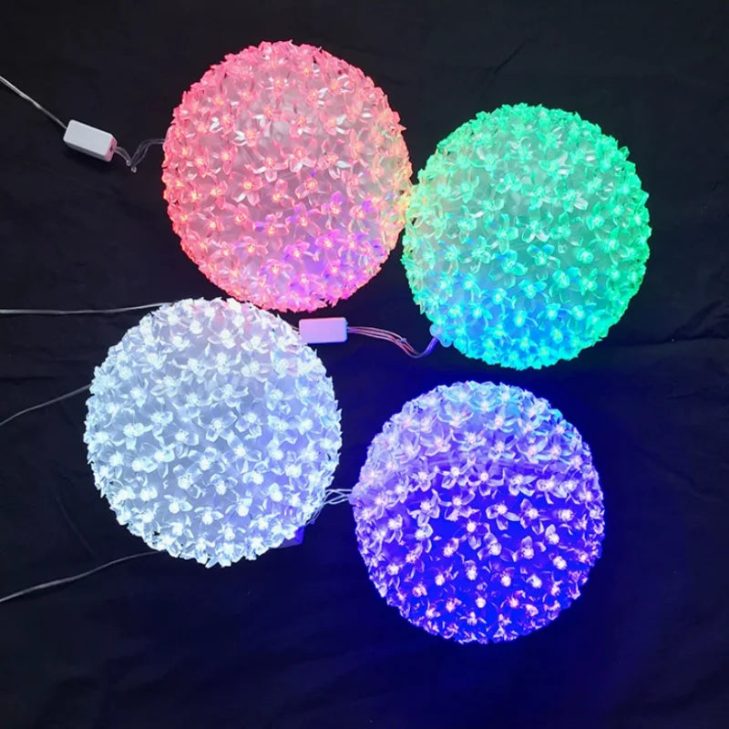 LED Cherry Blossom Sphere Lights for Christmas Tree Holiday Indoor Engineering Light Strands Decoration