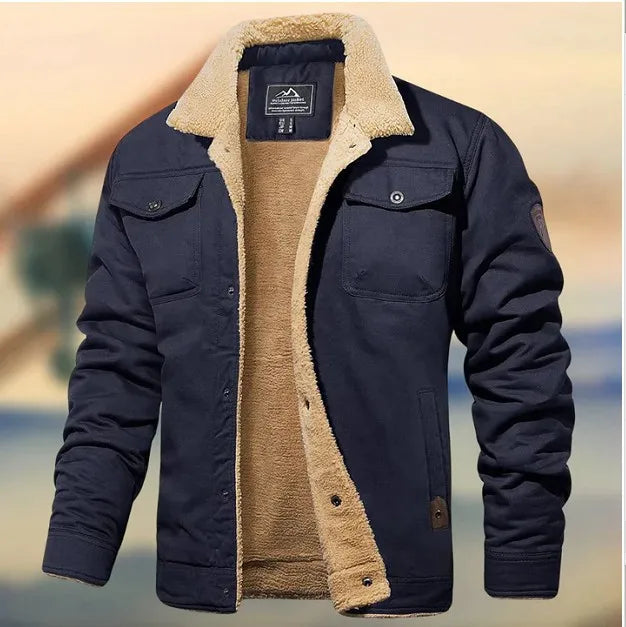 New in autumn and winter, men's jacket, velvet cotton tooling casual coat