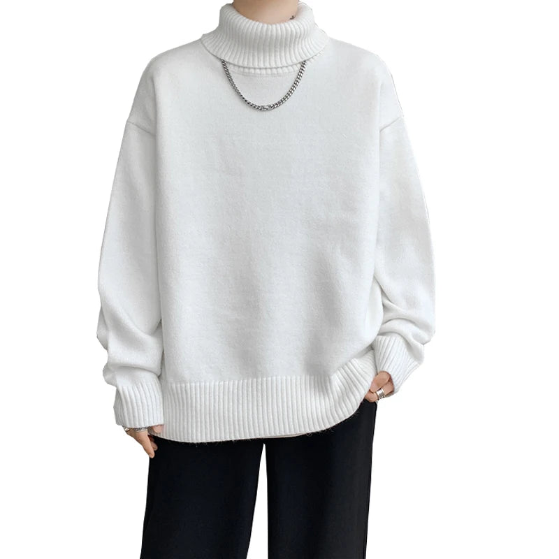 2026 New Autumn Men Turtle Neck Sweater Unisex Casual Loose Fit Trendy Knitted Top Pullovers Outwear Clothing Oversized M-3XL