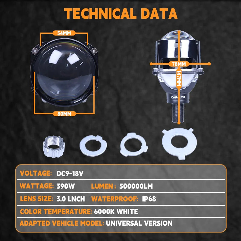 2pcs 2.5 Inch Bi‑LED Projector Lens High Low Beam Car Headlight Retrofit H7 H4 H11 Universal LED Headlamp Waterproof Auto Lamp