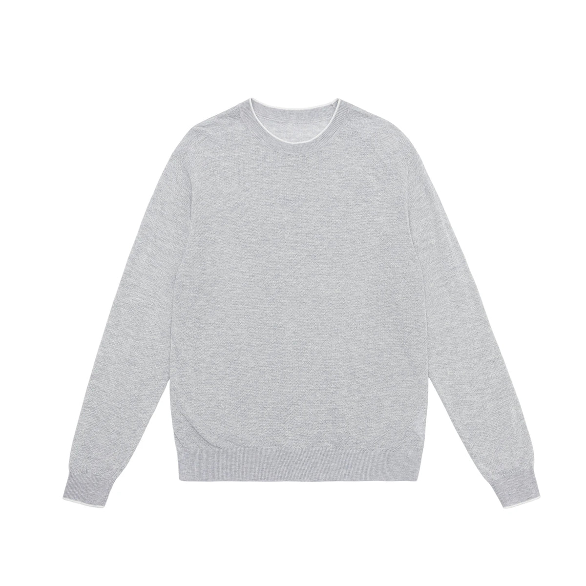 Men's Light Grey round Neck Knitted Sweater Long Sleeve Basic Style Commute Knitted Base Shirt Casual Comfortable Lenzing Fabric
