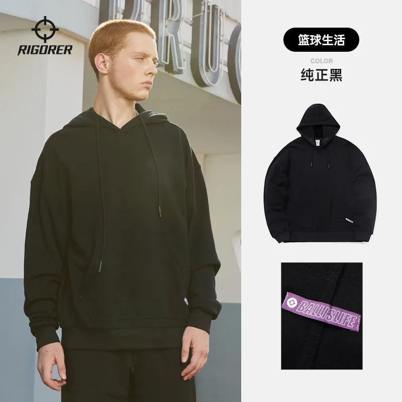 RIGORER Men's Women's Hoodies Spring Autumn Winter Casual Hoodies Sweatshirts Men Tops Solid Color Hoodie Sweatshirt Male