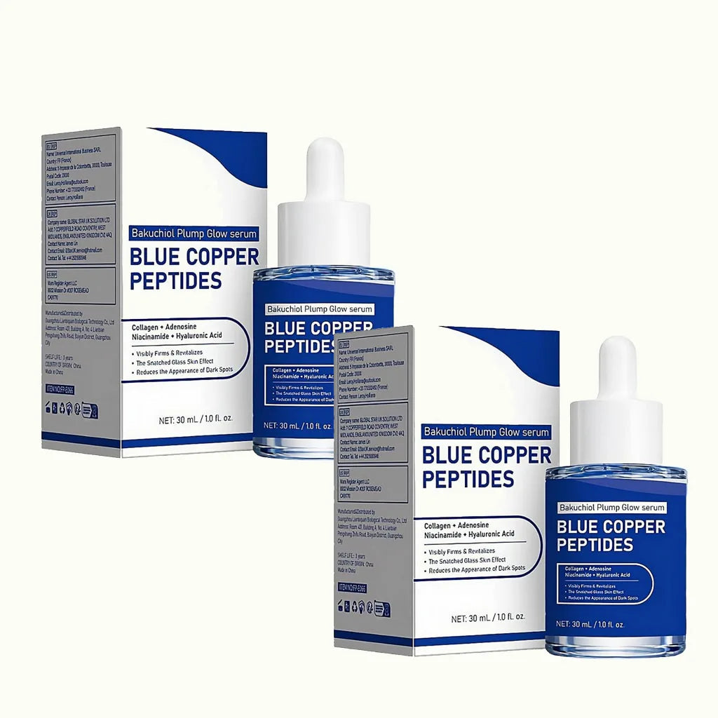Blue Copper Peptide Serum Glow Plump Hydrating Face Essence Moisturizer Smooth Skin Firming Boosting Facial Care Serum 30ml
