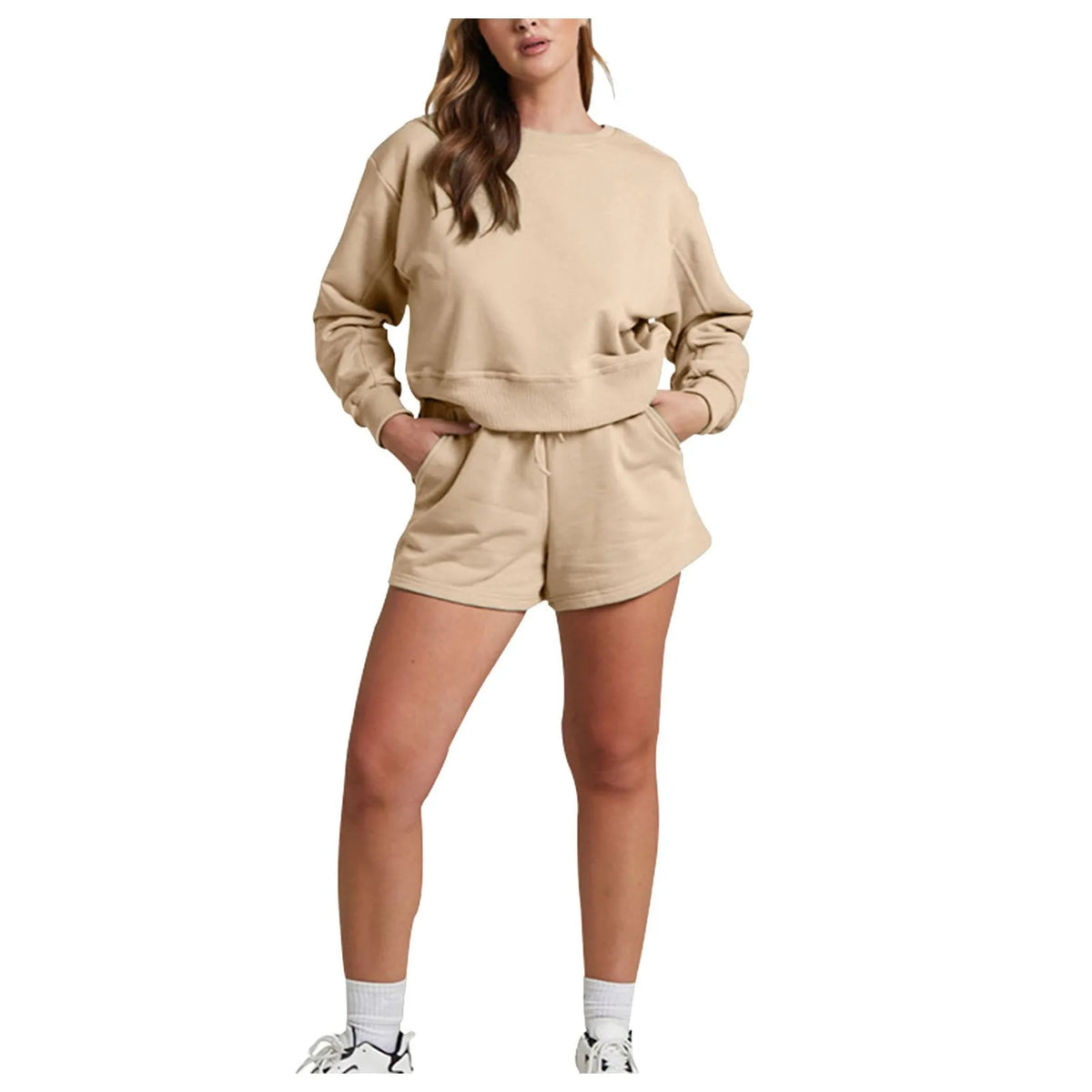 shorts sets women 2 piece outfits Womens Self Cultivation Long Sleeve Casual Hooded Sweatshirt Two Piece костюм женский летний