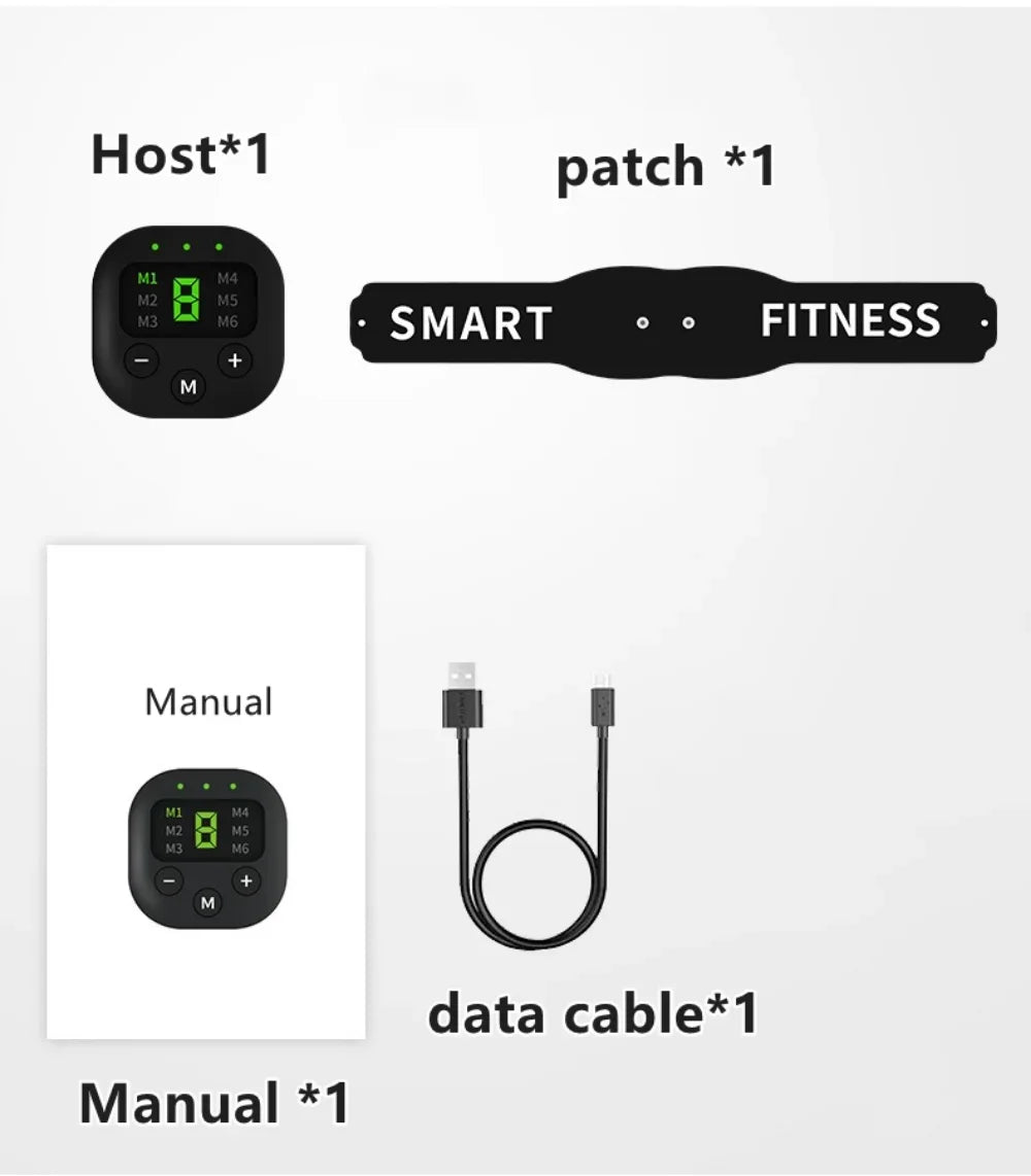 Abs Trainer Belt EMS Abdominal Muscle Stimulator Electric Toning Belts USB Waist Belly Weight Loss Home Gym Fitness Massager
