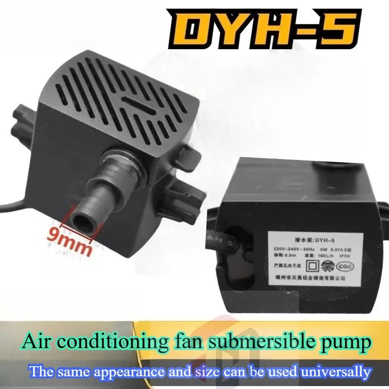 DYH-5 220V Submersible Pump Cold Fan Water Pump 50Hz 5W 0.07A 160L/h  H0.9M Universal Household Water-cooled Air Conditioner