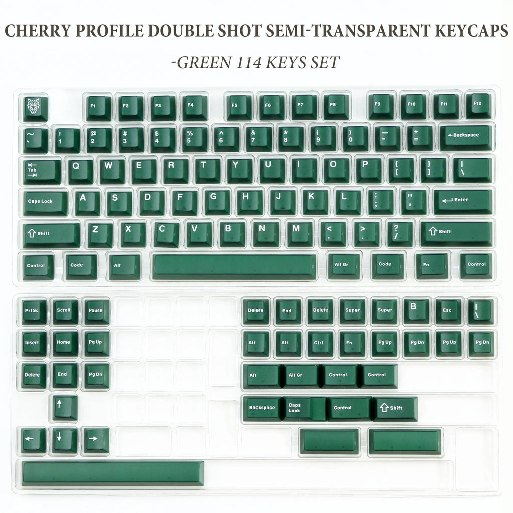 114 Keys Emerald Green Semi Transparent Keycaps Double Shot ABS Keycaps Cherry Profile for Gateron MX Switches Gamer Keyboard