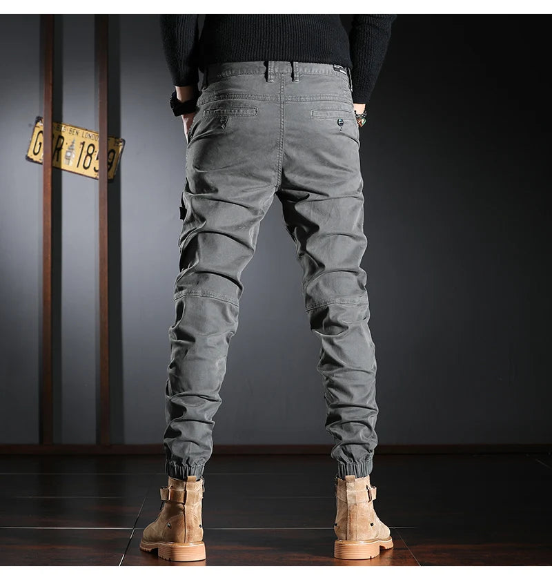 Streetwear Fashion Men Jeans Elastic Stretch Slim Fit Spliced Designer Casual Cargo Pants Hombre Hip Hop Joggers Men Overalls