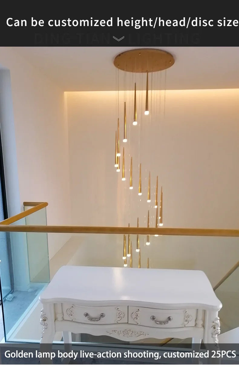 Stair Led Ceiling Chandeliers Duplex Loft Lamp Living Room Decoraction Luxury Light Appliance Hanging Lamps For  Lustre