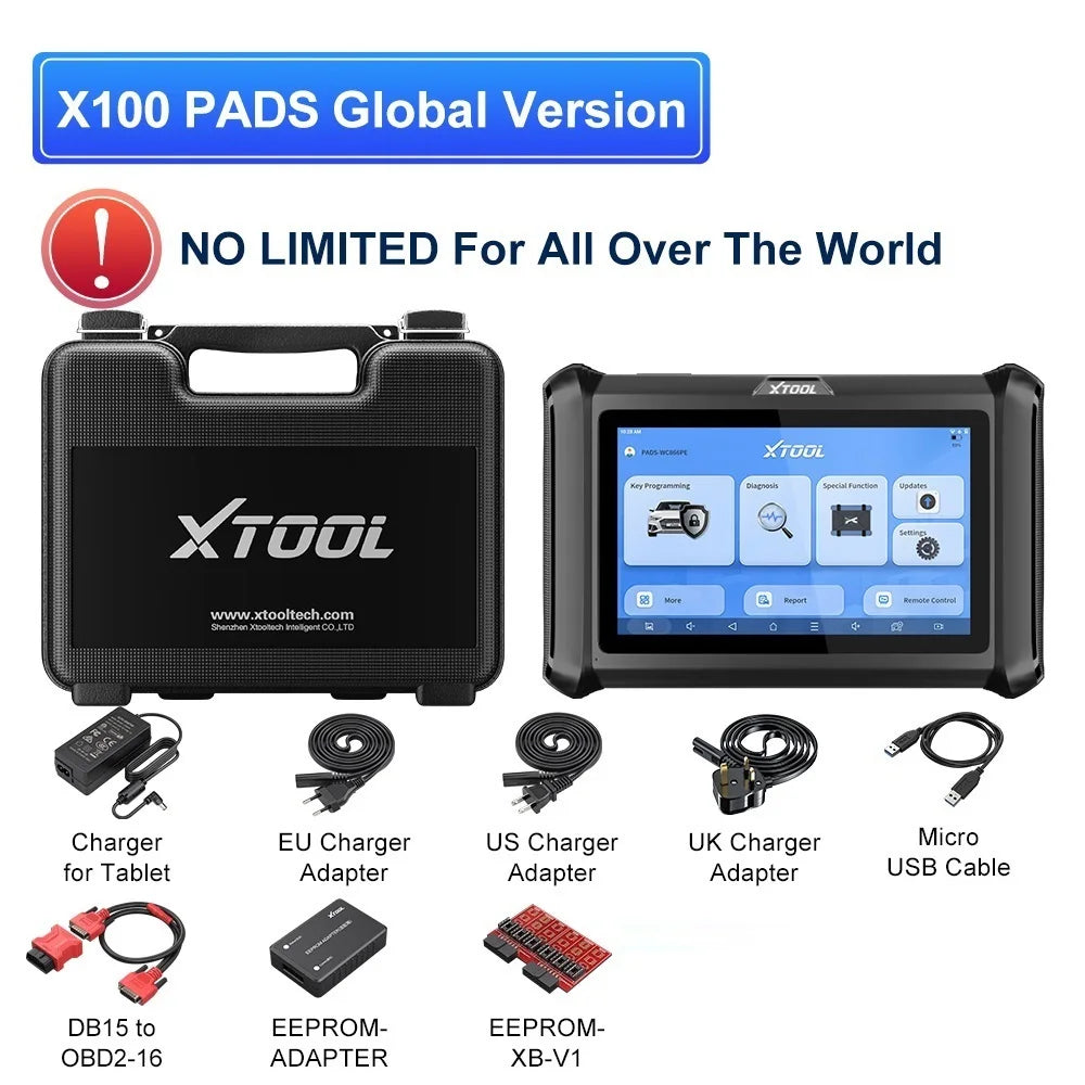 XTOOL X100 PADS V2.0 Key Programmer Automotive Scanner IMMO Read Write Chip All Key Lost OBD2 Diagnostic Tool With CANFD DOIP