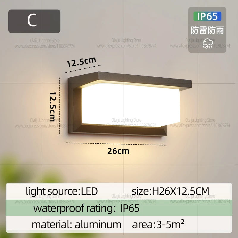 LED Outdoor Wall Light Modern Indoor Home Waterproof IP65 Courtyard Light Porch Light Balcony Wall Light Park Decorative Light