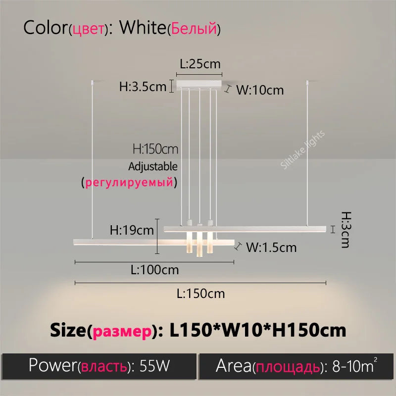 Modern light creative bar counter strip designer lamps LED Pendant Light  for Dining Table Kitchen Chandelier Memory Function