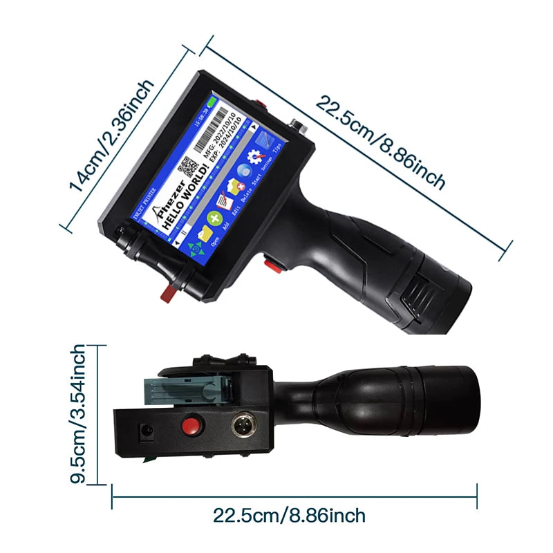 Phezer P15 12.7/25.4mm Handheld Inkjet Printer 28 Languages QR Code Barcode Batch Code Date Marking Expiration Date Coder