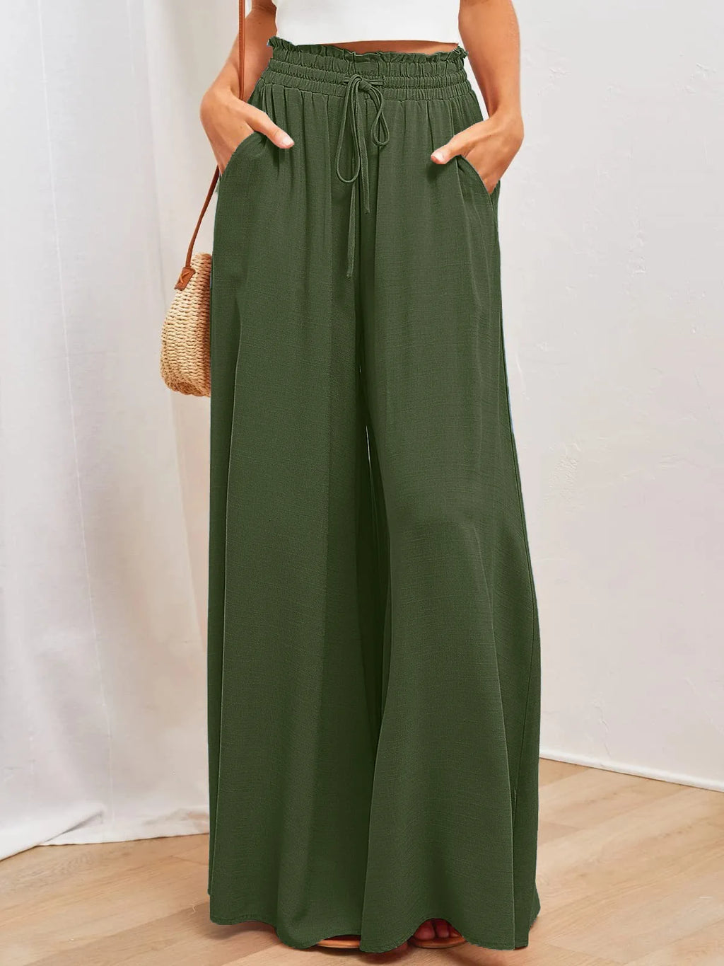 2026 Summer Comfortable Loose Wide Legs Trouser Women' S Pants Casual Simple Style All-match Holiday Vacation Fashion Chic Beach