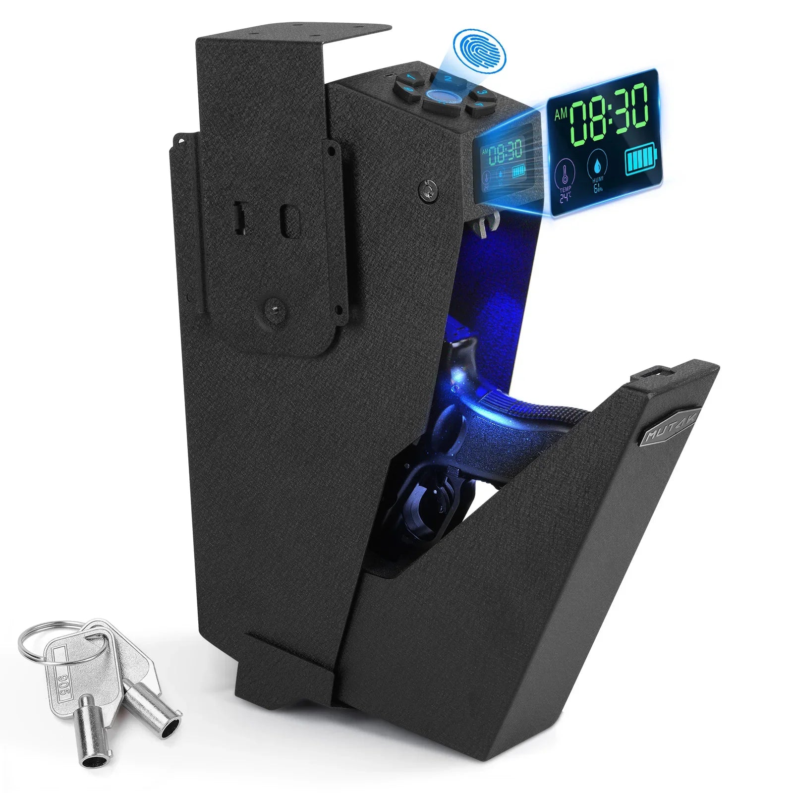 Biometric Bedside Handgun Quick Access Pistol Lock Box for Nightstand,Car,Fingerprint/Pin Code/Type-C