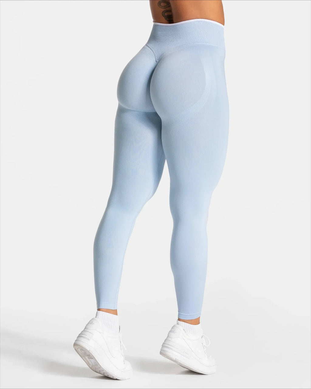 Women's Seamless Gym Solid Color Sports Pants White Edge Waist Tight High Waist Hip Lifting Yoga Pants Running Exercise Pants