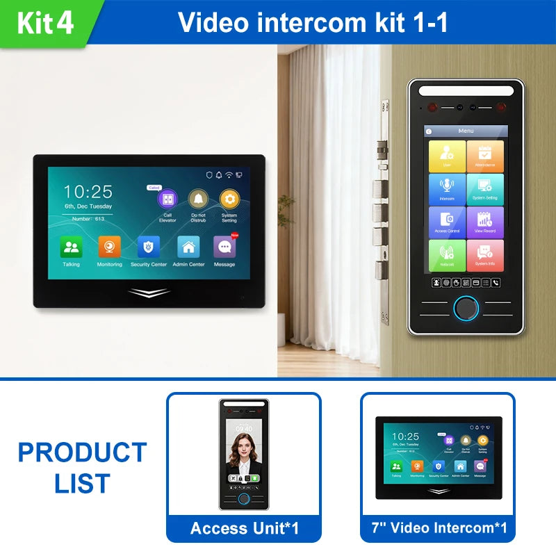 5 Inch 3D Face Recognition Access Control Biometric Fingerprint Palm Vein QR Code RFID Time Attendance Machine WiFi TCP IP