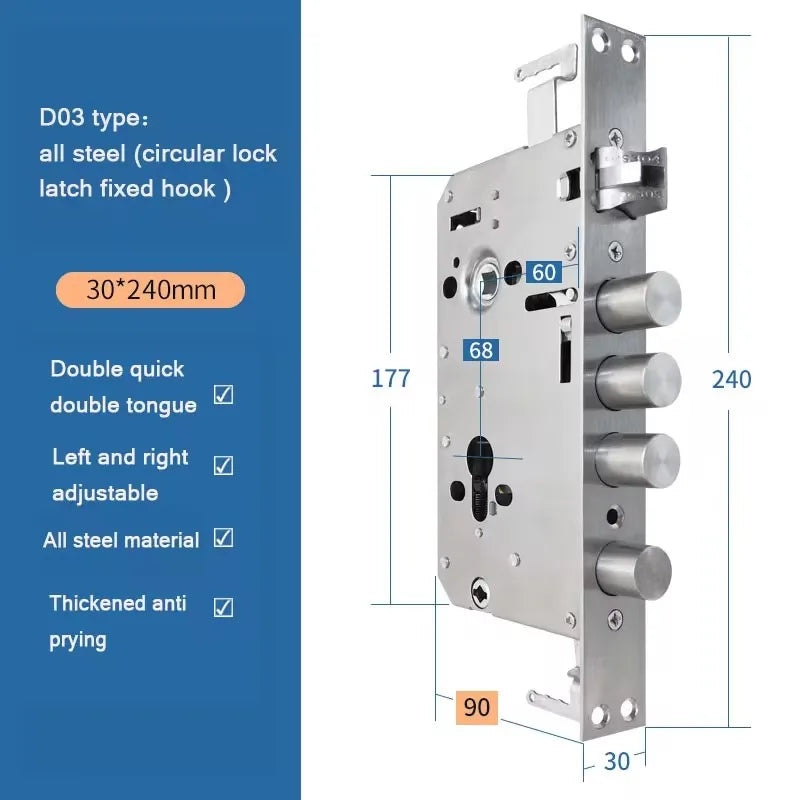Stainless Steel Security Door Lock Body Smart Fingerprint Lock Body For Anti-theft  And 6068 Fingerprint Lock Body Accessories