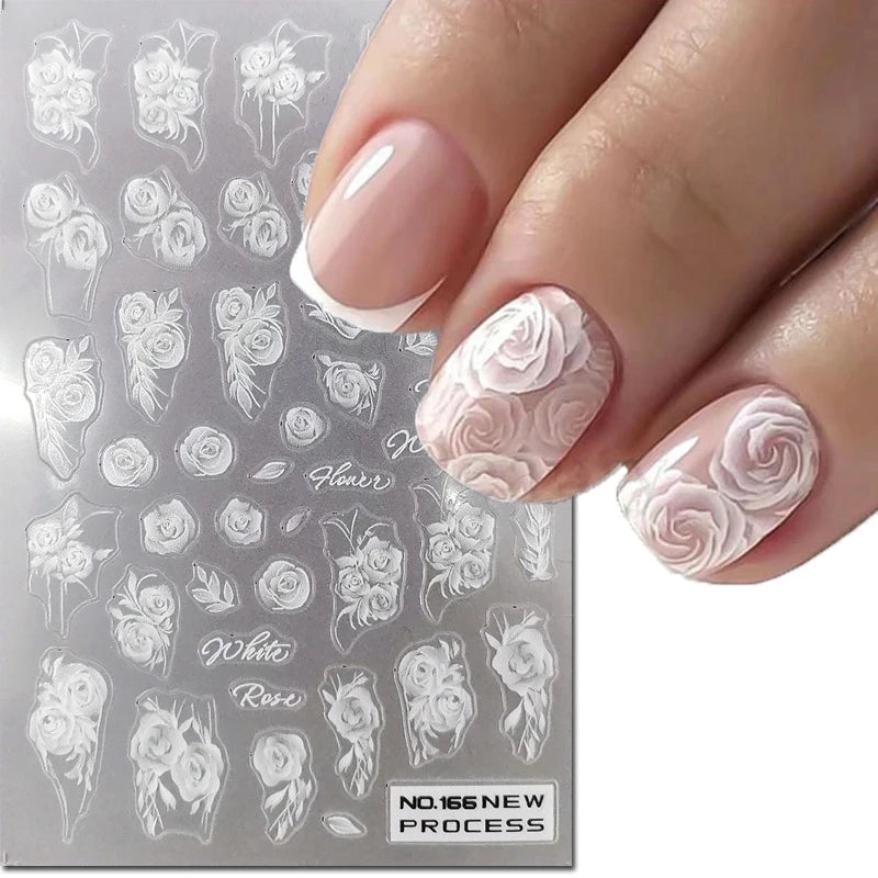 3d Nail Art Ultrathin Decals Blue Pink Blossom Florals Flowers Leaves Nail Stickers Decoration For Nail Tips Beauty