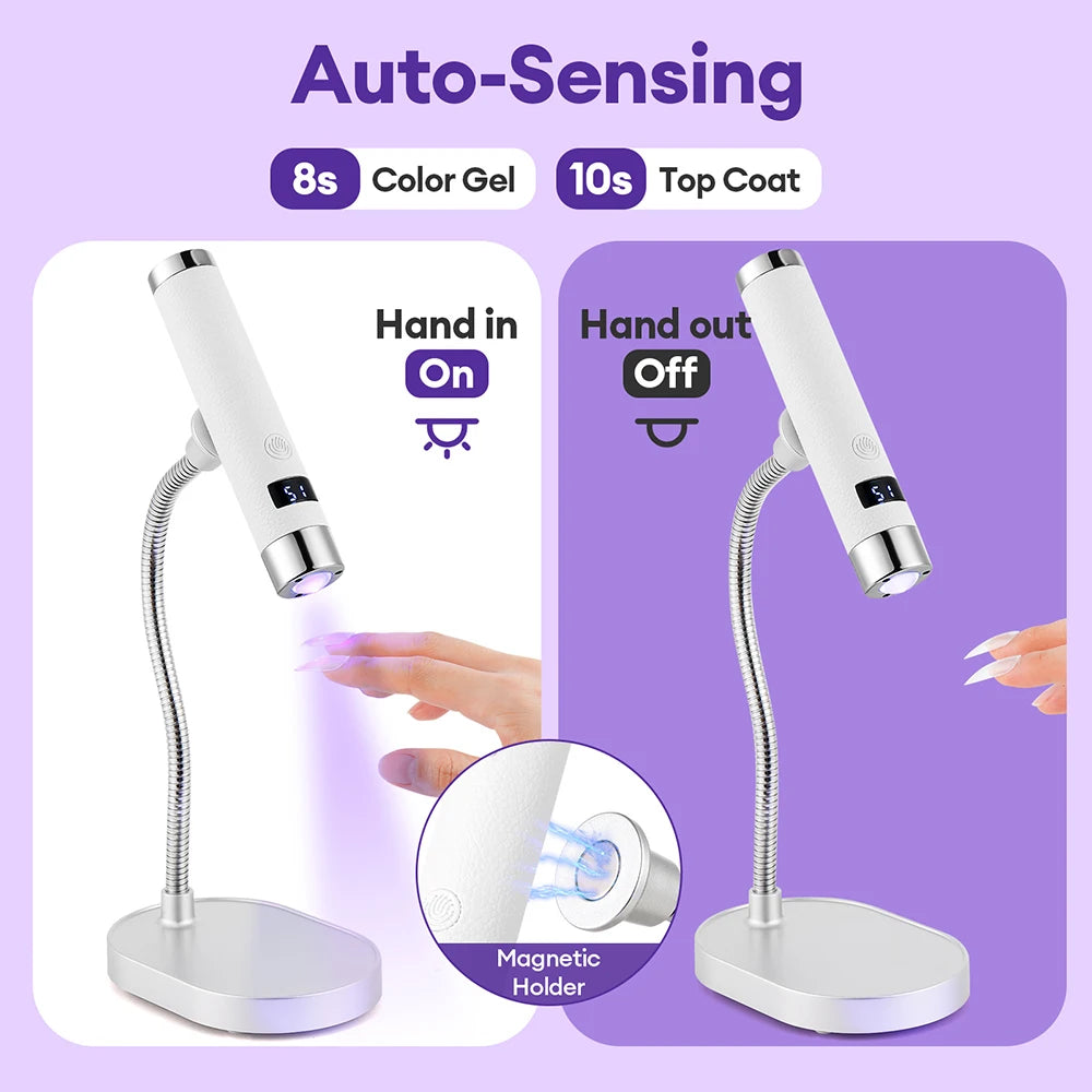Auto-Sensing Handheld Nail Dryer Smart Sensor Nail Gel Curing Desk Nail Lamp Portable Gel Nails Fast Drying UV LED Light Pen