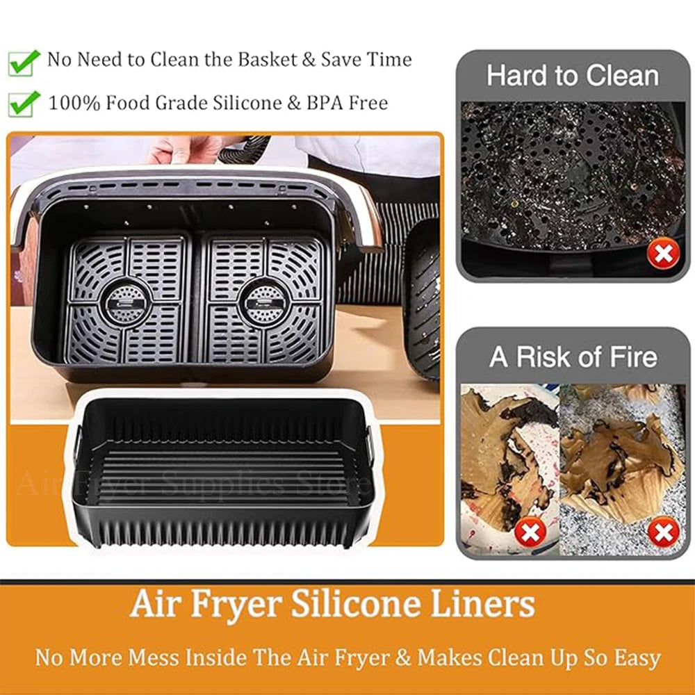 Rectangle Air Fryer Mold for Ninja Foodi Flex 10.4L AF500EU Reusable Heat Resistant Silicone Pot for Ninja Air Fryer Accessories