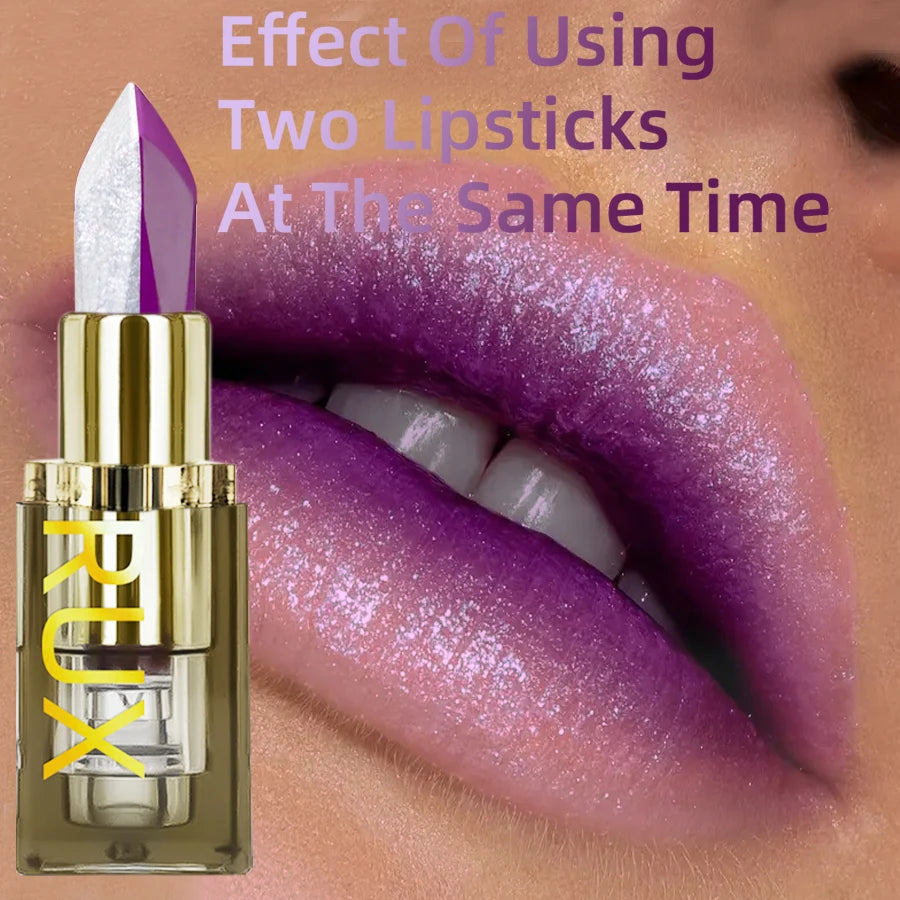 1PC Purple Glitter Two-tone Lipstick Red Rose Moisturizing Lipsticks Cosmetics Easy to Use Lip Tint Makeup Lip Beauty Long Lasti
