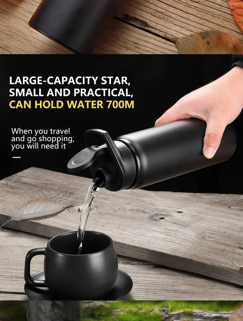 Large 600ml Stainless Steel Sports Bottle Leak Proof Design Bike Cycling Camping Outdoor Travel Water Flask Durable