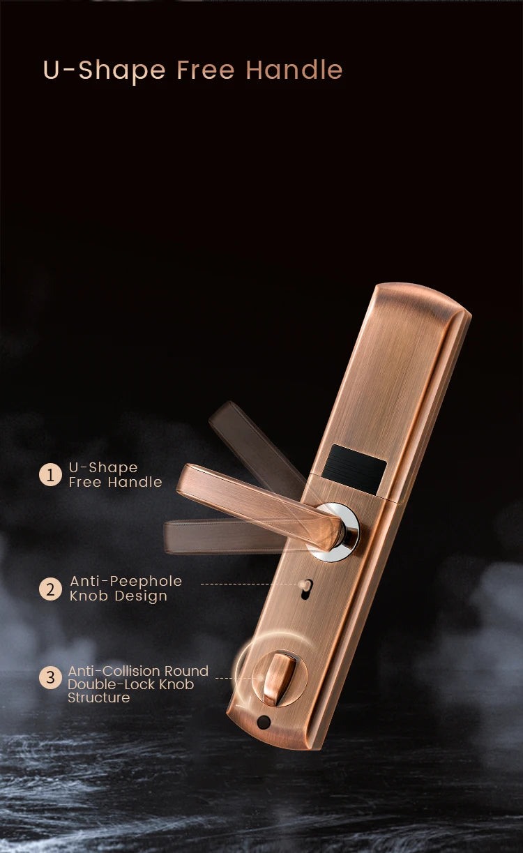 Black fingerprint smart lock keyless electronic dual-sensor smart digital handle door lock