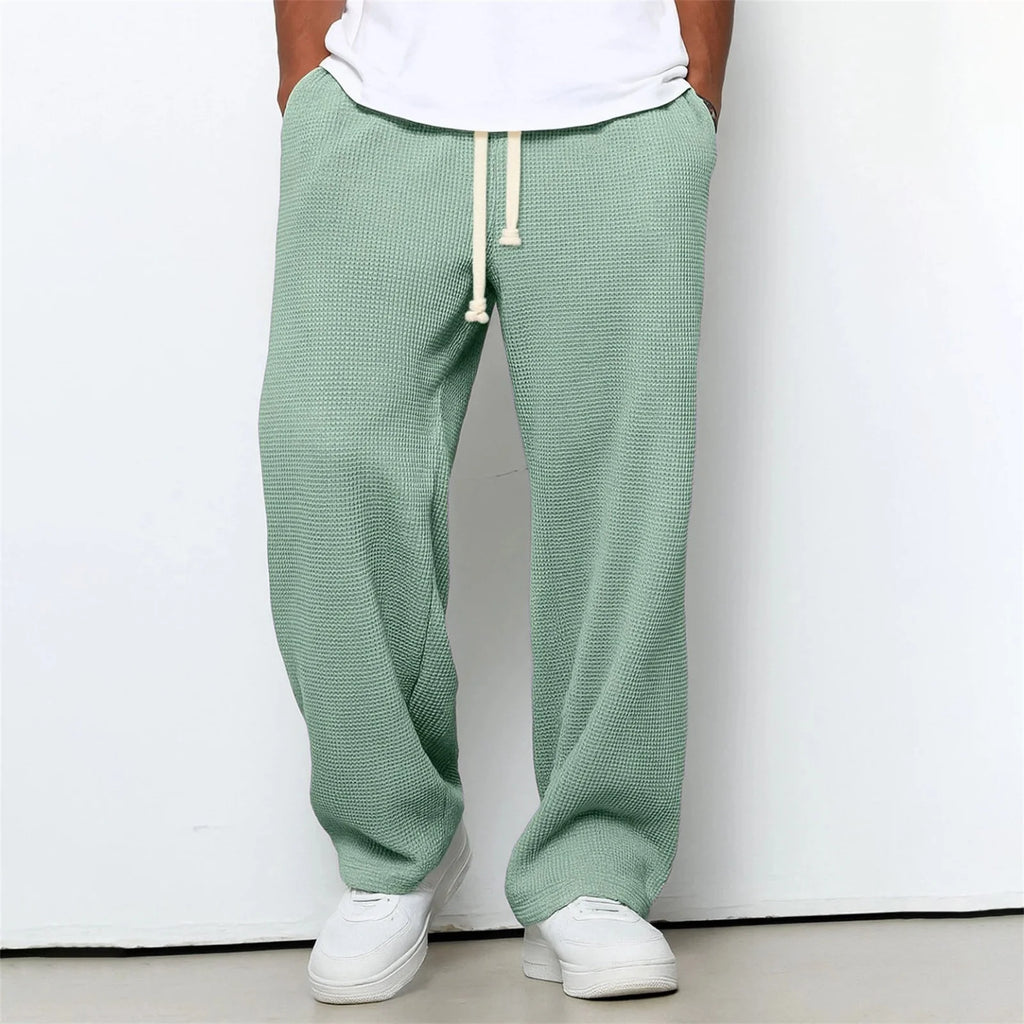 2026 New Men's Retro waffle fabric Casual Male Fashion Solid Sweatpants Harajuku Pants New Men Clothing ﻿