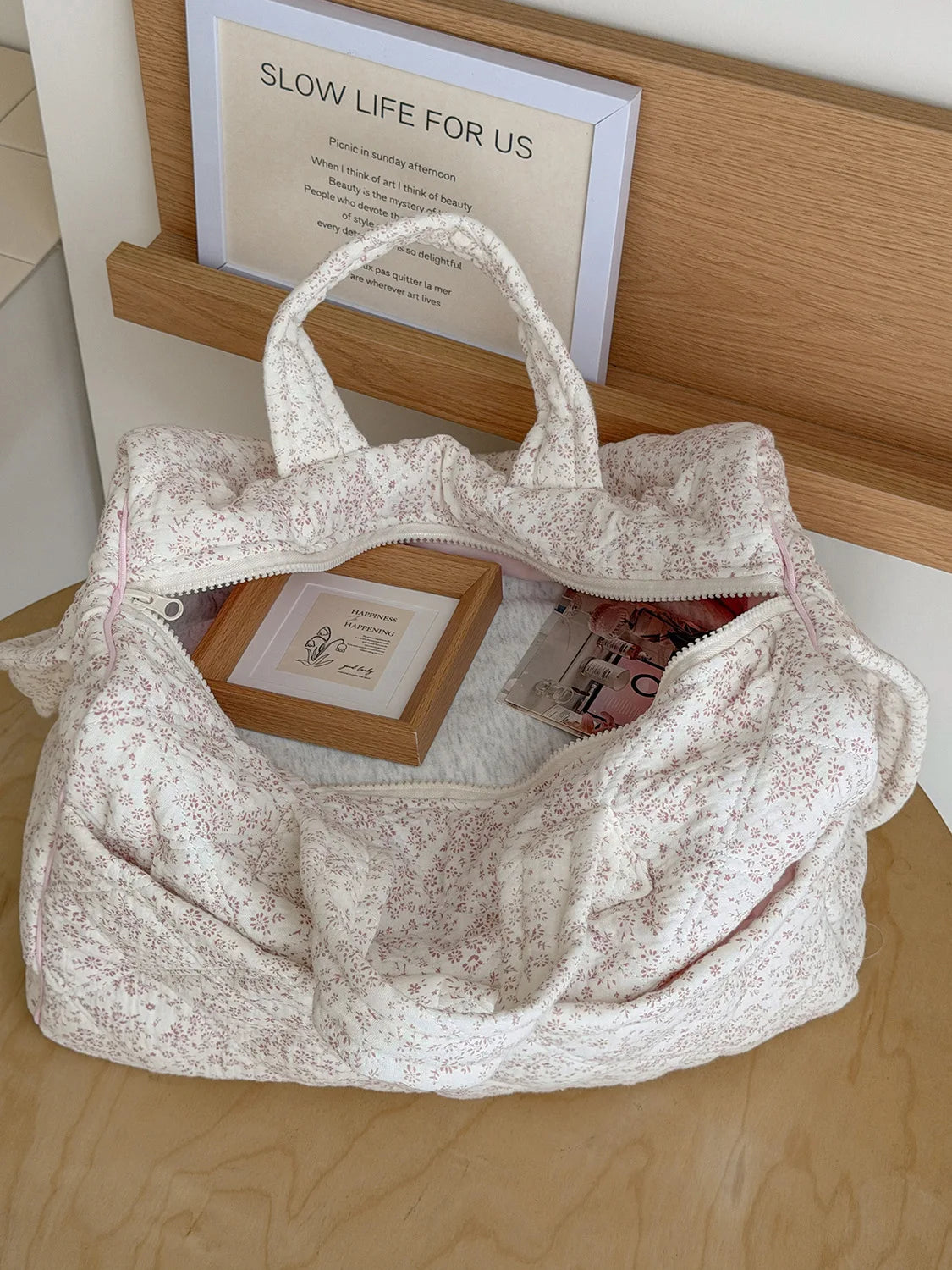 YT style fresh and sweet ins floral travel bag, new large-capacity handbag, student commuter tote bag
