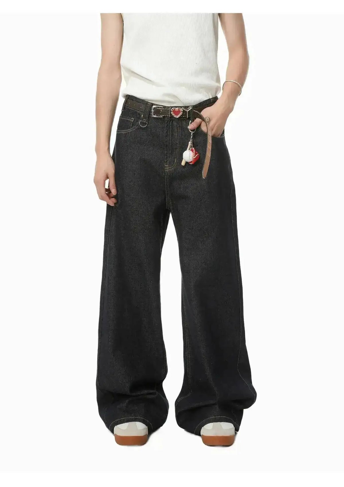 IEFB Men's Straight Denim Pants New Cleanfit Solid Color Korean Version Wide Leg Versatile Casual Jeans Trend New Autumn  9C1519