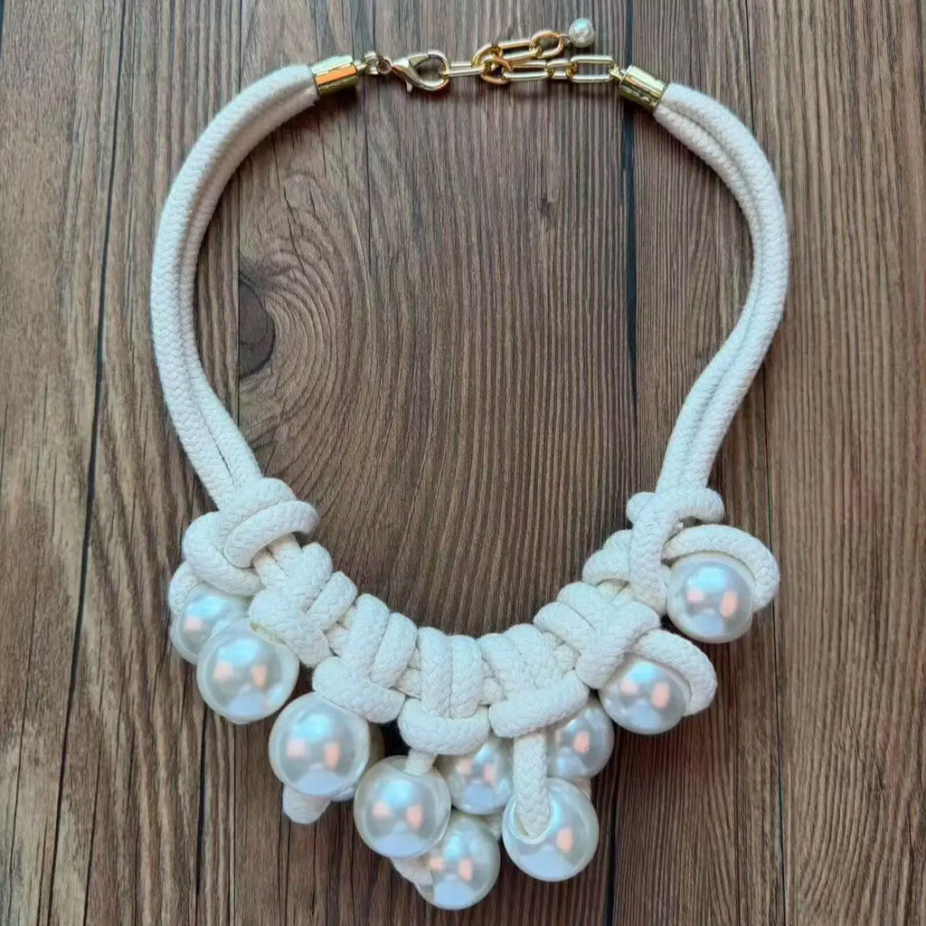 Statement Necklace with Big Pearls Design for Women Trendy Wedding Party Jewelry