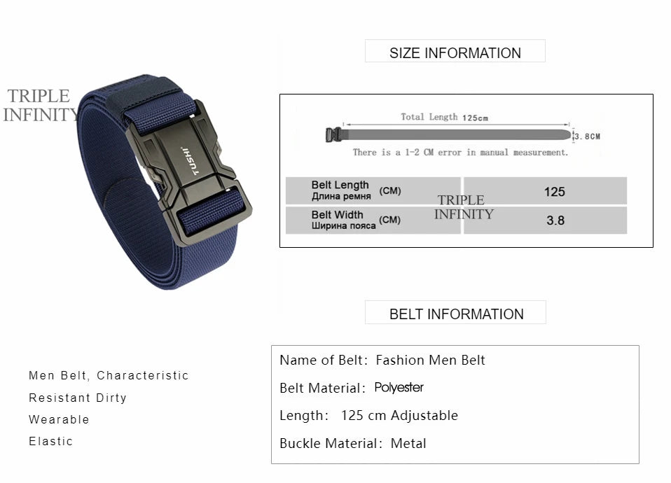 Quick Release Military Tactical Belts With Metal Buckle Durable Elastic Waist Belt Men Outdoor Training Stretch Strap For Pants