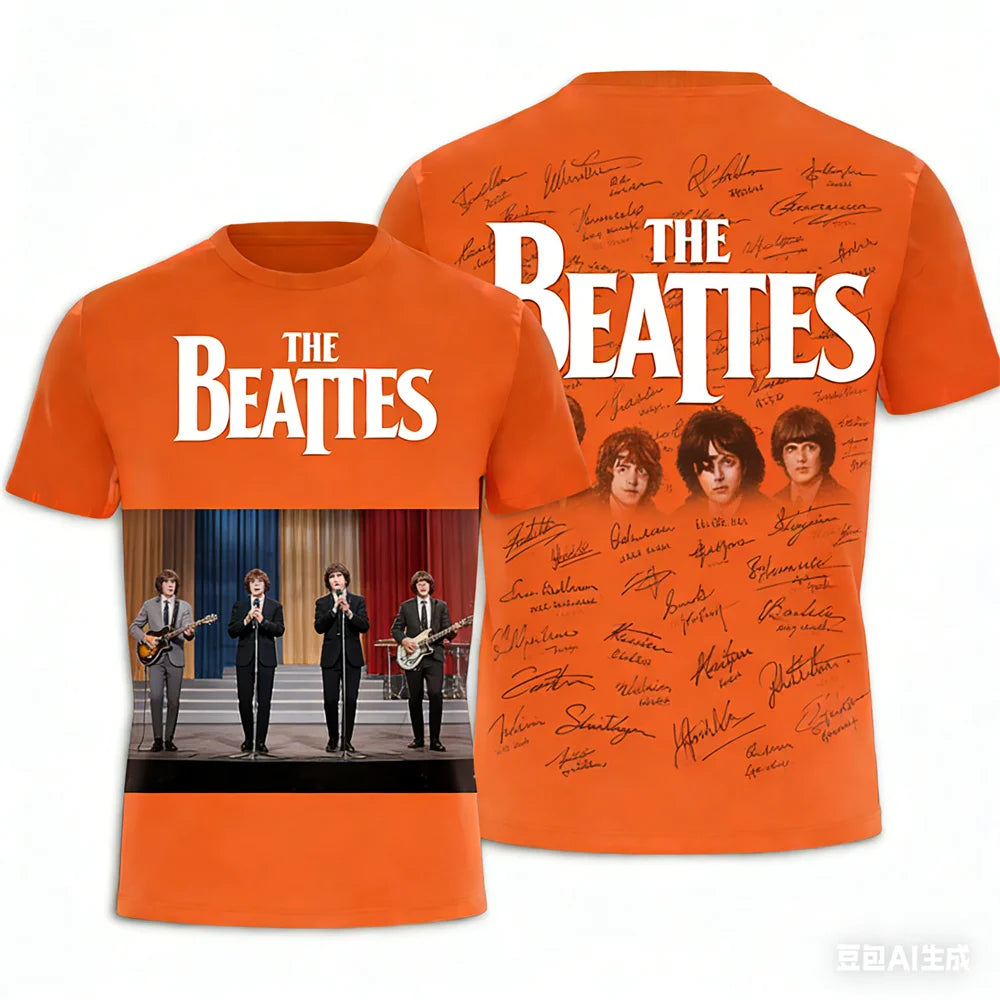 Rock band T-shirt Summer men's women's T-shirts The Beatles printed T-shirt Hip hop round neck T-shirt Breathable sports T-shirt
