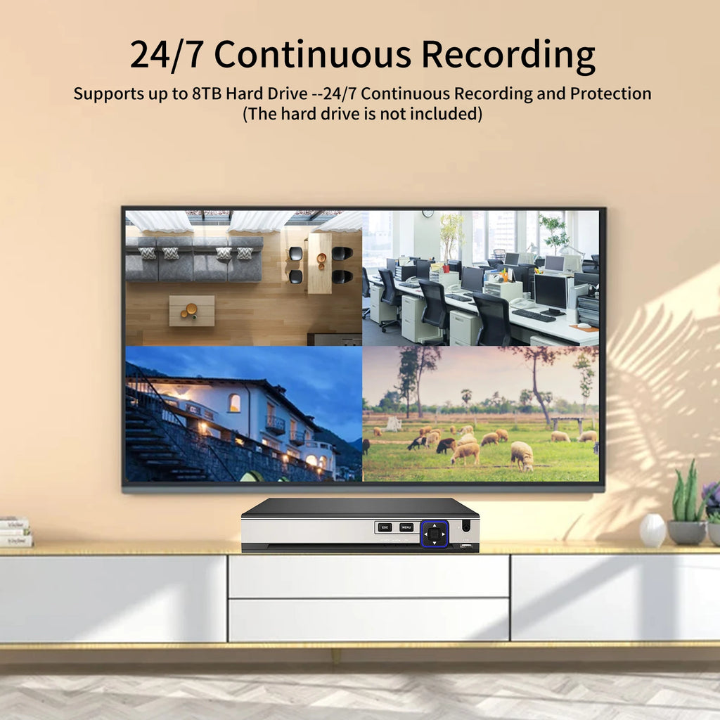 Gadinan 10CH 8MP 4K POE Dome Security Camera System IP Set 4MP Vandal-proof Home Audio CCTV Video Surveillance Protection Kit