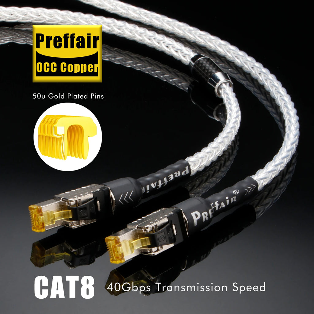 HiFi Cat8 Network Cable 40Gbps 2000MHz RJ45 Network Patch Cable 8n OCC CAT Ethernet Speed Lan Line Apply to Computers Notebooks