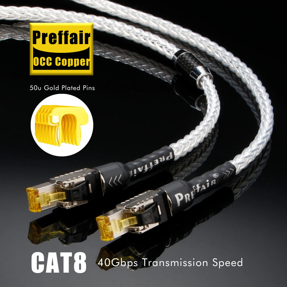 HiFi Cat8 Network Cable 40Gbps 2000MHz RJ45 Network Patch Cable 8n OCC CAT Ethernet Speed Lan Line Apply to Computers Notebooks