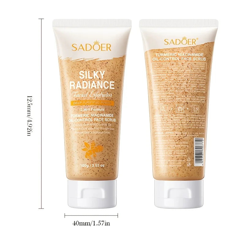 2Pcs Turmeric Niacinamide Facial Scrub Deep Cleansing Hydrating Exfoliating Balm Brightening and Radiance for Healthy Skin