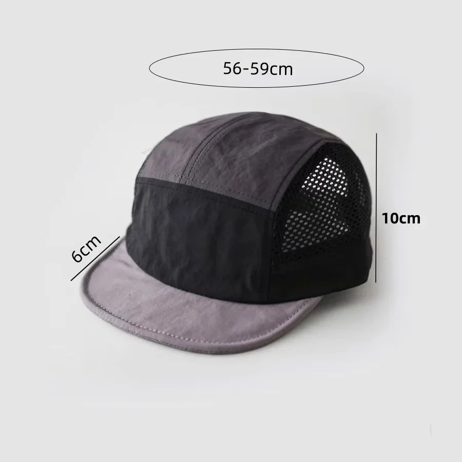 Retro Color-Blocked Breathable Quick-Dry Flat-Brimmed Hat with Adjustable Mesh Fabric, Suitable for Both Men and Women, Ideal for Outdoor Activities Like Hiking, Running, Camping, and Daily Commuting
