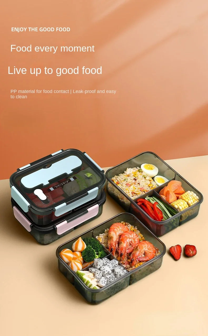 Transparent Lunch Box for Kids Food Storage Container with Lids Leak-Proof Microwave Food Warmer Snacks Bento Box Japanese Style
